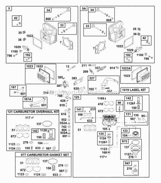 Engine (Part 2) Diagram and Parts List for GT1222 14AB13CH710 Cub Cadet Lawn Tractor